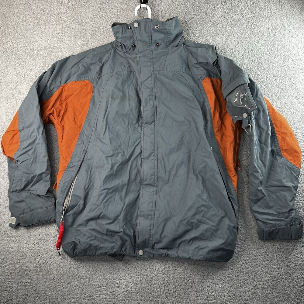 Ride Snowboards Ski Jacket Mtn Dry Series Mens Large Gray Orange Pockets Nylon